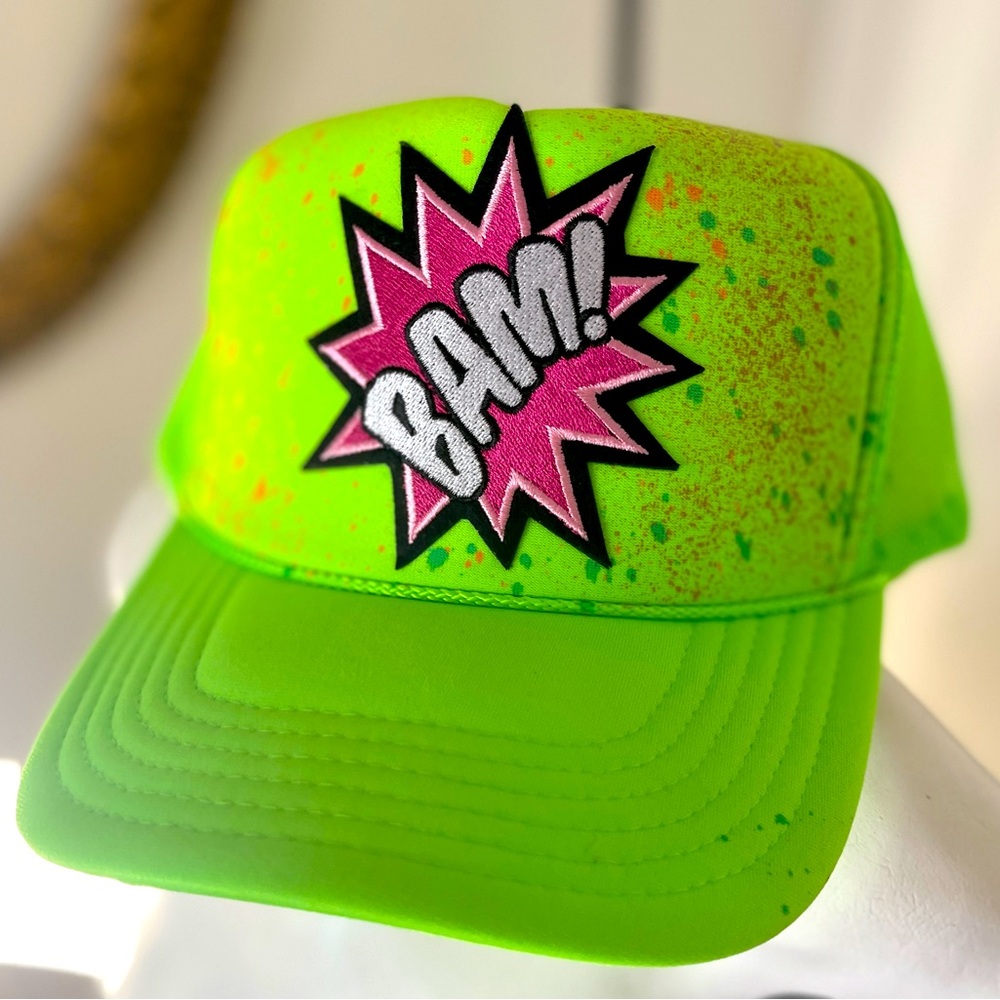 Neon green trucker hat